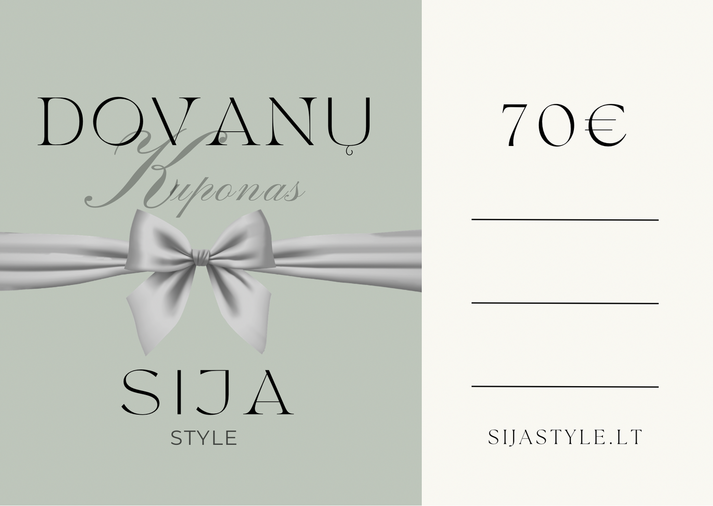 SIJA STYLE - FIZINIS DOVANŲ KUPONAS