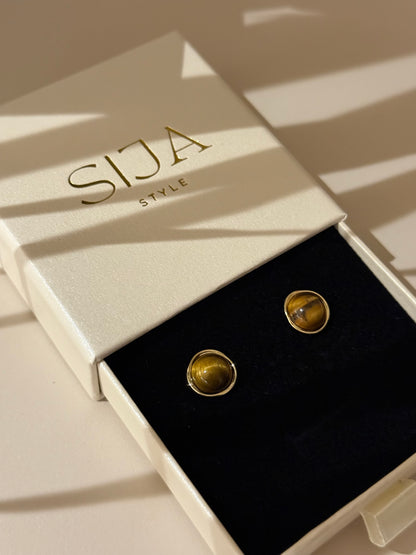 AUSKARAI IŠ KATĖS AKIES AKMENS "CAT SOUL"