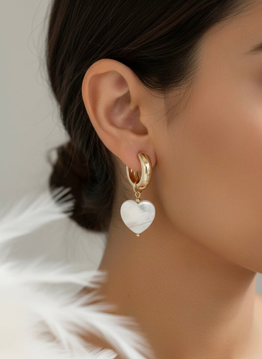 EARRINGS "PEARL HEART"