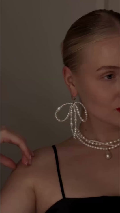 PERLŲ AUSKARAI "BOW"